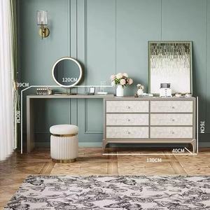 Modern <b>Bedroom</b> Dresser Set with Mirror Wooden Dressing Table Set Adjustable <b>Vanity</b> Desk - Product Image 1