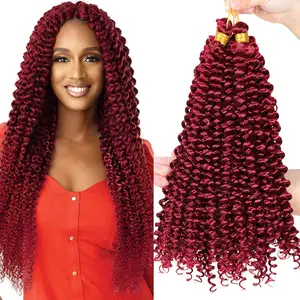 Synthétique De Crochet De Vague D'eau Tressage Cheveux 14 "Noir Blonde Style Bohème Afro Crépus Torsion Crochet Bundle De Cheveux Extensions