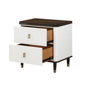 Carena White And Brown Nightstand With Usb Ports Modern Bedroom Storage <b>Drawer</b> Cabinet - Product Image 5