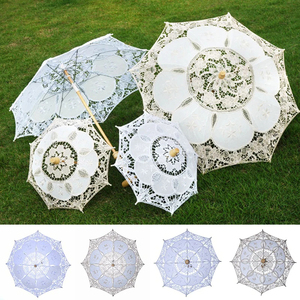 Nouvel Parapluie de Mariage en Dentelle, Broderie Coton, Parapluie de Mariée Blanc Beige pour Décoration de Mariage et Photographie - Product Image 2