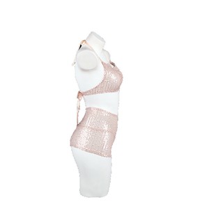Lemon Story Women's Sequin Two-Piece <b>Set</b> Sleeveless Bodycon Skirt Nightgown <b>Sexy</b> Lingerie 8209 - Product Image 4