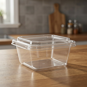 Crystal-<b>clear</b> Recyclable PET Square <b>Container</b> 8 OZ / 230 ML Capacity 115115 Range Wholesale for Deli Meal Prep - Product Image 2