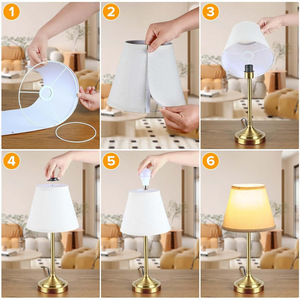 Modern Table <b>Lamp</b> Beige Shade Brass Body <b>Touch</b> Control Cordless LED <b>Bedside</b> Light for Bedroom Decor - Product Image 4