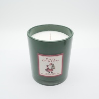 Bougie cylindrique en verre de la série Noël avec travail de cire artisanal, contenants en verre recyclables pour la décoration de fêtes et de la maison