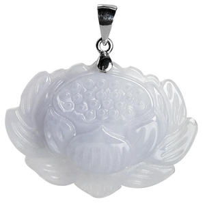 Pendentif en jade naturel de Birmanie en forme de fleur de lotus, argent S925, bijoux pour femmes, style chinois, cadeau avec certificat d'évaluation HJ12 - Product Image 5