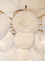 Lustre suspendu en verre Murano blanc avec disques LED de taille moyenne Claremont