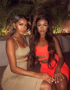 Women <strong>Dresses</strong> Strapless Hollow Out Crop <strong>Top</strong> High Waist <strong>Elastic</strong> Skinny Long Skirts Two Pieces Set Girl Outfit Summer <strong>Dress</strong> S0381 - Product Image 2