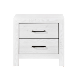 Modern White Finish 1pc Nightstand 2 <b>Drawers</b> Black Hardware Wooden Bedroom Furniture - Product Image 2