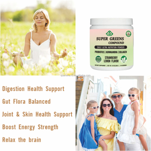 Suplemento Herbal Súper Complejo de Enzimas Probióticas y Colágeno en Polvo Verde para el Equilibrio de la Flora Intestinal y la Salud Cerebral en Adultos - Product Image 2