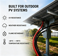 Câble solaire H1Z2Z2-K 1500V DC XLPO, câble photovoltaïque résistant aux UV, flexible pour extérieur, certifié CE RoHS, rouge et noir