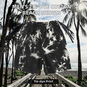Wholesale Eco-Friendly Casual Summer Men's Mid Waist Floral Tie Dye Print Graphic Outdoor <b>Hip</b> Hop Drawstring Cotton Shorts - Product Image 2