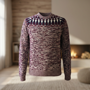Pull en tricot à motif géométrique pour homme, manches longues, pull chaud d'hiver - Product Image 1