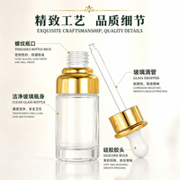 Flacons compte-gouttes en verre transparent avec couvercle doré/argenté personnalisé, 20 ml/30 ml/50 ml, huile essentielle, soin de la peau, sérum cosmétique