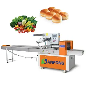 Pillow Packing Machine with digital input sealing for cake/bread/biscuits/fruit/vegetable/toy/food bag packaging machine