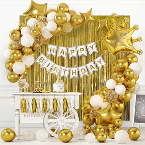 golden Birthday Banner birthday decorations set party supplies Confetti Balloons for Boys Girls kids birthday party decoration s