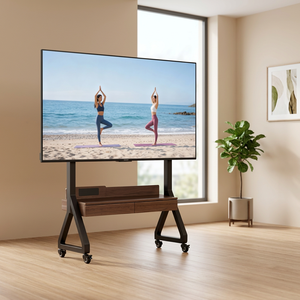 Modern Round Solid Wood Portable TV stand, Metal Frame <b>Side</b> <b>Table</b>, Small Accent Drink <b>Table</b> for Living Room Bedroom Small Space - Product Image 1