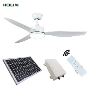 100W/30V 52 Inch Solar Ceiling Fan Aluminum Panel With Lights Renewable Energy Fan Lamp Solar Fan