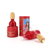 Bouteille compte-gouttes d'huile essentielle en verre à pompe à bouton-poussoir 30ml bouteille d'emballage compte-gouttes cosmétique en verre rouge pour huile de sérum cosmétique