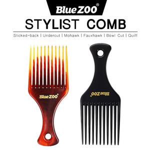 Bluezoo หวีผมสไตลิสแบบร้อนสีดำสีเหลืองอำพันหวีตัดด้านล่างโมฮอว์กทรงถ้วยตัดแบบม้วนผมช่างตัดผมพับได้ - Product Image 3