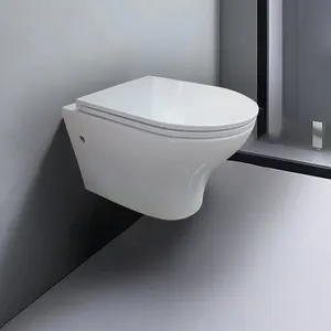 Custom lavatory retrete commercial modern bathroom rimless ceramic concealed trapway wall mounted toilet with flushing power