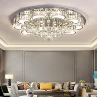 Lustre LED en cristal en forme de fleur fantaisie en acier inoxydable, lampe de plafond, décoration intérieure moderne, 80 cm, montage en surface, garantie 3 ans