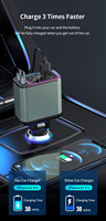 Chargeur de voiture transfrontalier Meilunmei, corps en alliage, affichage numérique, charge ultra-rapide, câble rétractable, lumière étoilée, double port