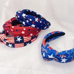 New Star-Spangled American USA Flag Headband Striped Vintage Knotted Holiday Celebration Wide Brim Independence Day Headband