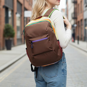 กระเป๋าเป้แฟชั่นลำลองพร้อมดีไซน์การจับคู่สีที่หลากหลาย กระเป๋านักเรียนทันสมัย กระเป๋านักเรียนเรียบง่ายสำหรับเยาวชนและวัยรุ่น - Product Image 2