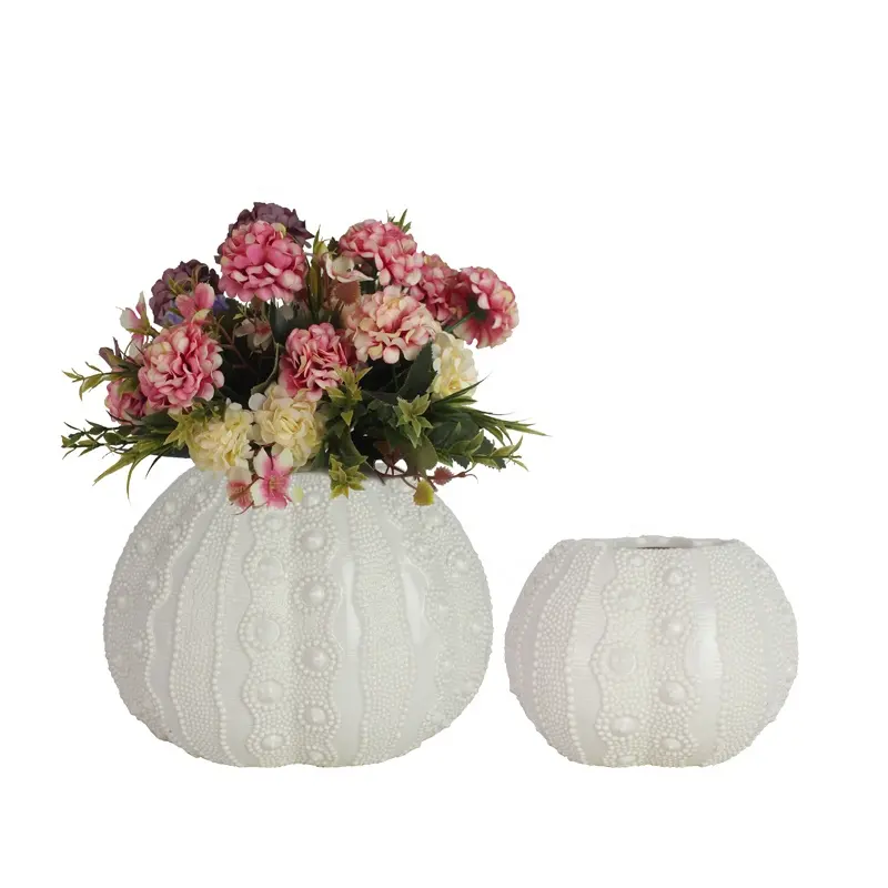 Vase à fleurs de luxe moderne en céramique blanche, poterie de mer, vente en gros,