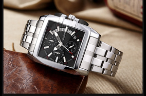 Montre pour homme en acier inoxydable, montre de sport carrée populaire, nouvelle montre-bracelet décontractée pour homme en plein air - Product Image 3