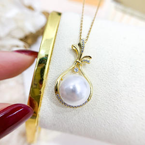 Colgante de Plata S925, Soporte Vacío para DIY, Collar con Cuentas Redondas de 11-13 mm, 30880, Accesorios para Diamantes, Corrector - Product Image 1