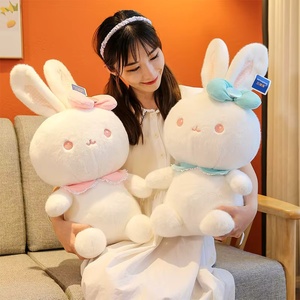 ตุ๊กตากระต่ายน่ารักผูกโบว์นั่งอยู่ ของเล่นตุ๊กตากระต่ายน่ารัก ของขวัญวันเกิดเด็กและวันวาเลนไทน์ - Product Image 6