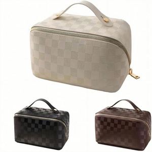 Checkerboard Pillow Makeup Bag Large Capacity Portable Ins New Network Celebrity Travel Cosmetics <b>Toiletries</b> <b>Storage</b> Bag - Product Image 1