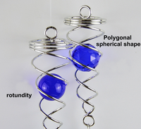 En gros, Boule de méditation en acier inoxydable avec stabilisateur de vent à queue en spirale, ornement suspendu pour jardin et décoration extérieure