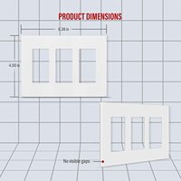 Placa Decorativa para Pared sin Tornillos, Cubre Tomas Eléctricas Existentes, 3 Tomas, Irrompible, Termoplástico de PC, SI8833-W, Blanco Brillante