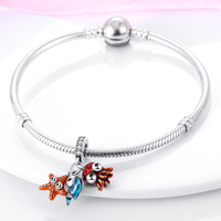 MULA Silver Fashion Octopus Starfish Fish Pendant Charms With Zircon Classic Jewelry Parties Silver Plated