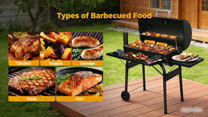 Barbecue au charbon léger sans fumée pour plus de 5 personnes, avec chariot et <span class=keywords><strong>cheminée</strong></span>, modèle Black Barrel - Product Image 2