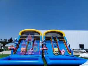Tobogán Acuático Inflable Comercial con Diseño de Mundo Submarino, Doble Carril y Decoración de Amigos del Océano para Parques Acuáticos Infantiles de Verano - Product Image 2