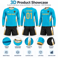 Tenue de football personnalisée haut de gamme : Maillot à manches longues et short, kit de football professionnel, sublimation, vêtements d'équipe, nom et numéro d'équipe, vente en gros OEM