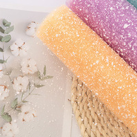 Papier d'emballage en maille florale de style coréen avec des points blancs pour la décoration florale, papier d'emballage pour bouquet, bricolage