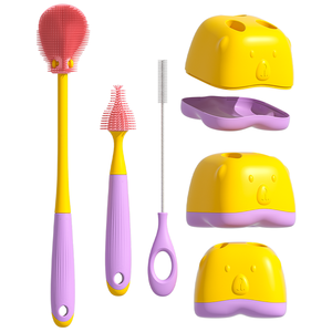 Ensemble de brosses à biberons pour bébé en PP portable de 4 pièces, outil de nettoyage de sucettes en silicone adapté aux voyages pour les parents en déplacement - Product Image 4