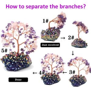 Belle vie naturel <span class=keywords><strong>arbre</strong></span> de pierres précieuses de noël <span class=keywords><strong>arbre</strong></span> porte-bonheur avec Base de <span class=keywords><strong>grappe</strong></span> de Quartz Aura en titane merveilleux cadeaux de décoration de la maison - Product Image 6