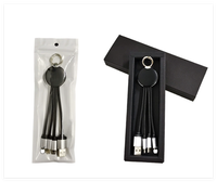 Câble de charge USB 3, 4, 5 en 1 avec logo lumineux et porte-clés, idéal comme cadeau d'affaires, livré dans une boîte cadeau noire – Offre Spéciale