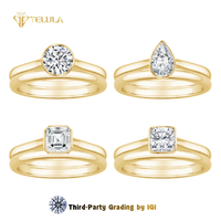 Anillo de Compromiso Solitario de Diamante Cultivado en Laboratorio con Certificación IGI, Corte Redondo, 2 Quilates, D VVS CVD, Oro Sólido de 14K para Mujer