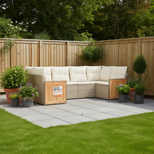 ชุดโซฟาหวายสำหรับสวนภายนอก Patton Rattan สีเบจ วัสดุหวาย PE แบบโมดูลาร์ ดีไซน์ร่วมสมัย นั่งสบาย - Product Image 2