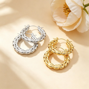 Modernos Pendientes de Aro en Forma de U con Diseño de Hoja de Trigo, Hipoalergénicos, de Acero Inoxidable, para Mujer, Ideales para el Día a Día y Fiestas - Product Image 2
