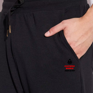 Pantalon de survêtement large personnalisé 450 GSM pour homme, coupe oversize avec patch brodé, en molleton bouclette, style baggy - Product Image 3