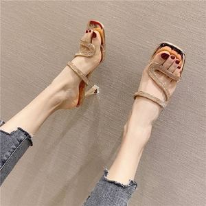 <span class=keywords><strong>Sandales</strong></span> à petits talons de style français pour femmes en 2025 <span class=keywords><strong>strass</strong></span> mi <span class=keywords><strong>talon</strong></span> demi pantoufle fée style <span class=keywords><strong>sandales</strong></span> à talons hauts à la mode - Product Image 5