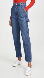 Diseño Especial mamá <span class=keywords><strong>jeans</strong></span> denim de cintura alta mujeres recta jean - Product Image 2