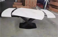 Table de Salle à Manger Extensible Luxe Marbre Rond à Ovale en Céramique, Table à Manger Ovale Marbre 8 Places